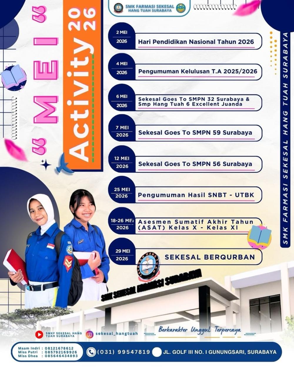 Rangkaian Kegiatan SMK Farmasi Sekesal Hang Tuah Surabaya Bulan Mei 2026