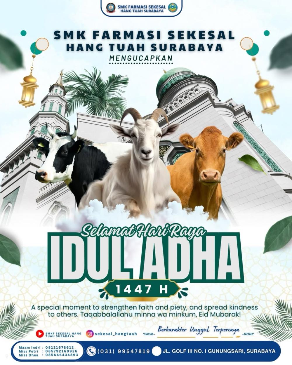 SMK Farmasi Sekesal Hang Tuah Surabaya Mengucapkan Selamat Hari Raya Iduladha 1447 H