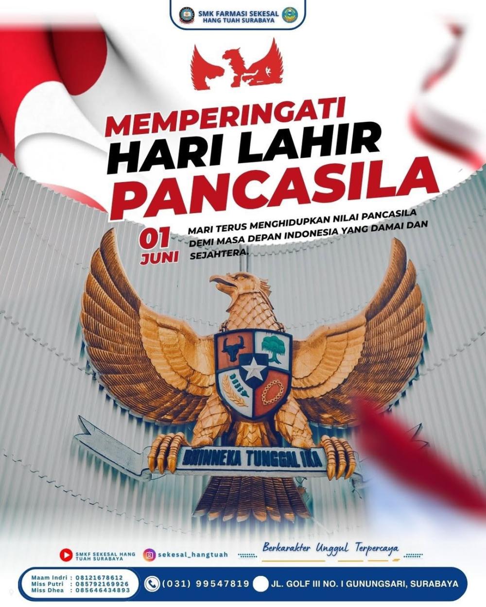 SMK Farmasi Sekesal Hang Tuah Surabaya Memperingati Hari Lahir Pancasila 2026