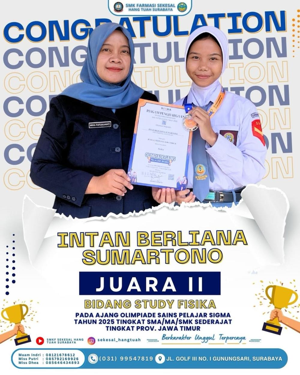 Juara 2 Fisika – Olimpiade Sains Pelajar Sigma 2025 Tingkat Provinsi Jawa Timur