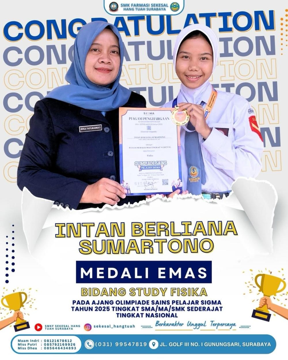 Medali Emas Fisika – Olimpiade Sains Pelajar Sigma 2025 Tingkat Nasional