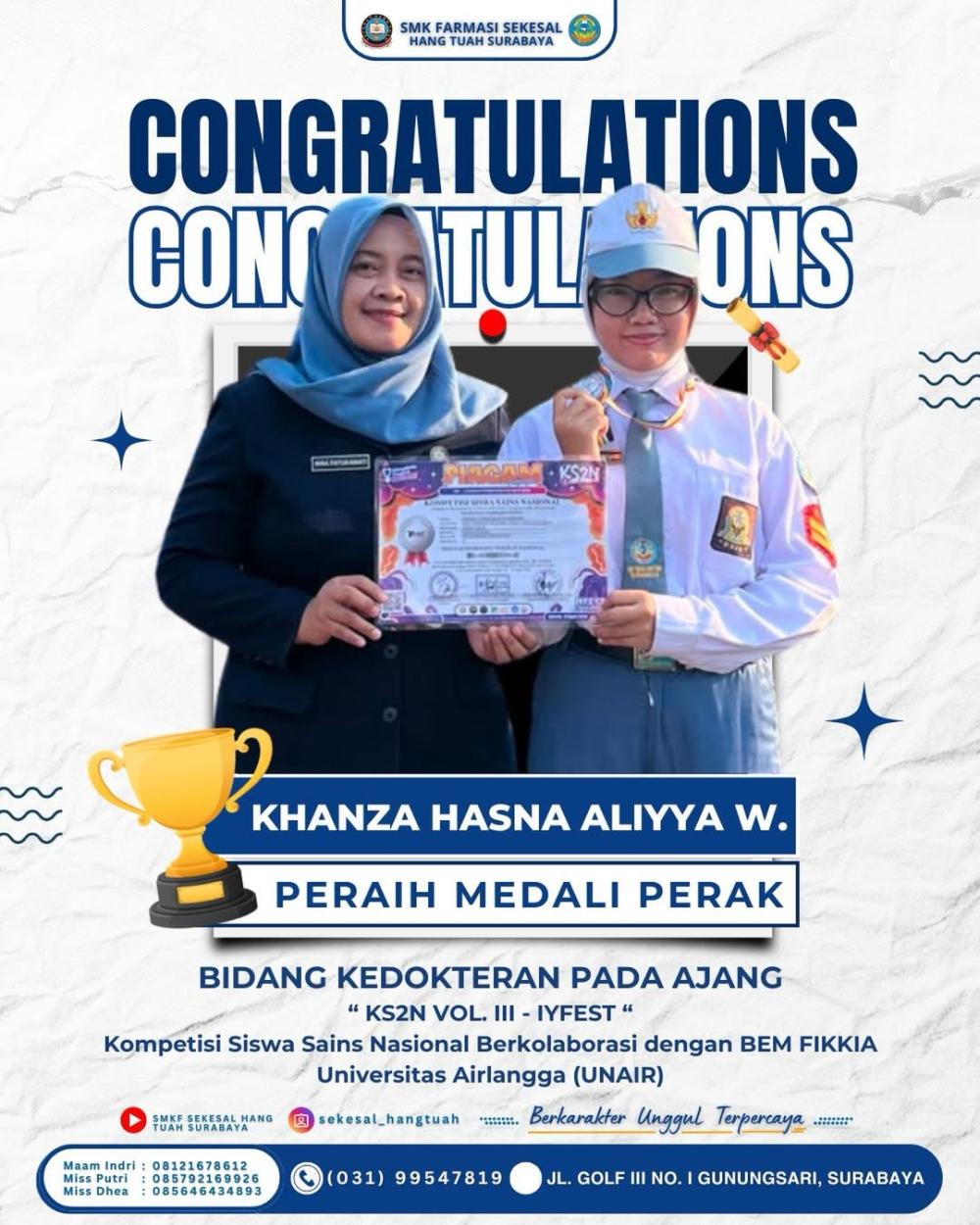 Peraih Medali Perak Bidang Kedokteran KS2N Vol. III – IYFEST
